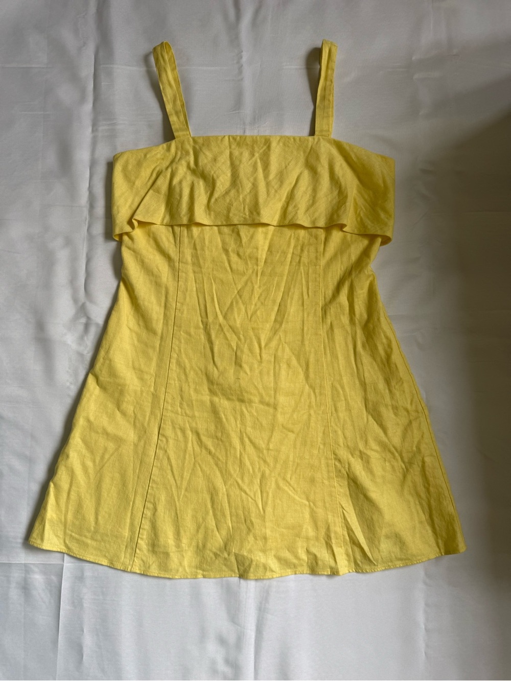 Banana Republic Yellow Ruffle-Trim Midi Dress